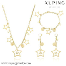 63253 xuping jewelry 14K gold plated star earring,star bracelet,star necklace sets